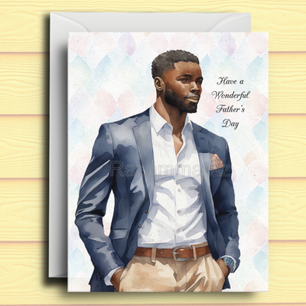 Black Father's Day Card Q